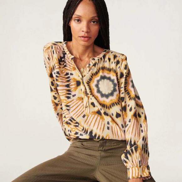 Ba&sh Calysta Crinkled Blouse in Kaleidoscope Small - Picture 6 of 11